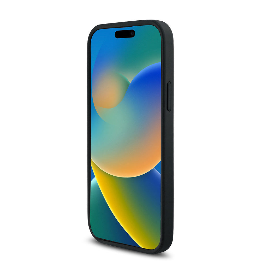 Apple iPhone 12 Pro Kılıf Guess Orjinal Lisanslı M-safe Şarj Özellikli Small 4G Classic Kapak Siyah