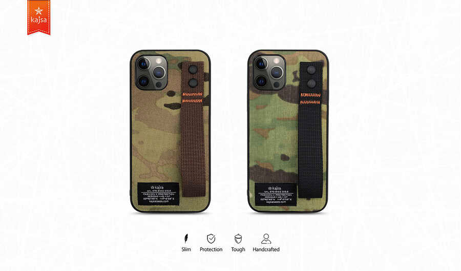 Apple iPhone 12 Pro Kılıf Kajsa Cordura Serisi Military Kapak Yeşil
