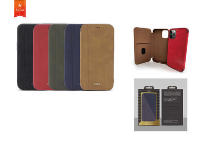 Apple iPhone 12 Pro Kılıf Kajsa Dale Serisi Parallel PU Folio Kapaklı Kılıf Kırmızı