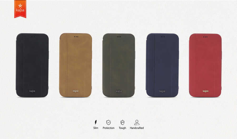 Apple iPhone 12 Pro Kılıf Kajsa Dale Serisi Parallel PU Folio Kapaklı Kılıf Kahve Açık