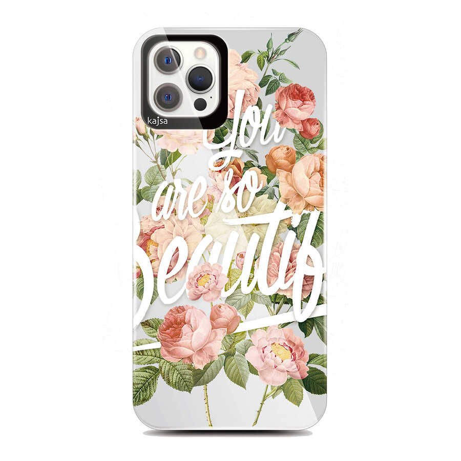 Apple iPhone 12 Pro Kılıf Kajsa Floral Kapak NO1