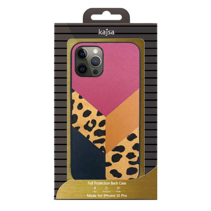 Apple iPhone 12 Pro Kılıf Kajsa Glamorous Serisi Leopard Combo Kapak Kırmızı