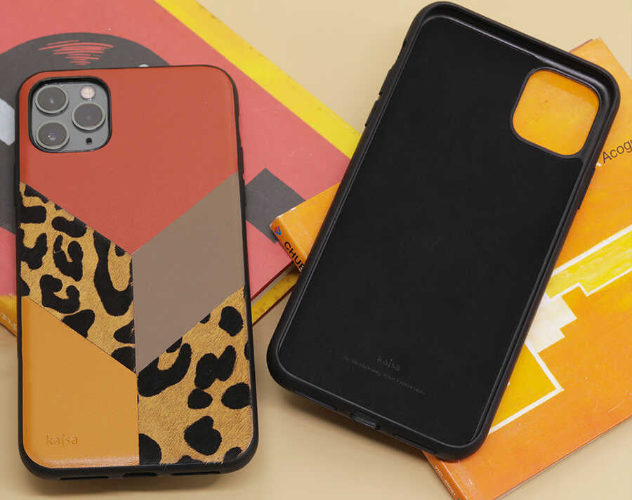 Apple iPhone 12 Pro Kılıf Kajsa Glamorous Serisi Leopard Combo Kapak Kırmızı