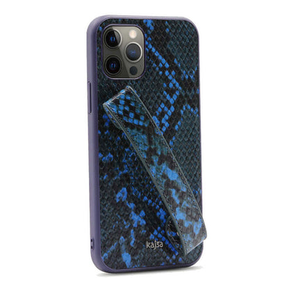 Apple iPhone 12 Pro Kılıf Kajsa Glamorous Serisi Snake Handstrap Kapak Siyah