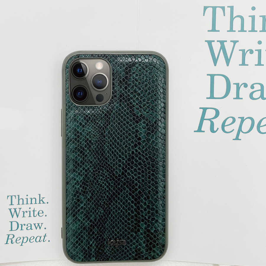 Apple iPhone 12 Pro Kılıf Kajsa Glamorous Serisi Snake Pattern Kapak Sarı