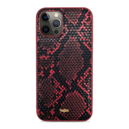 Apple iPhone 12 Pro Kılıf Kajsa Glamorous Serisi Snake Pattern Kapak Kırmızı