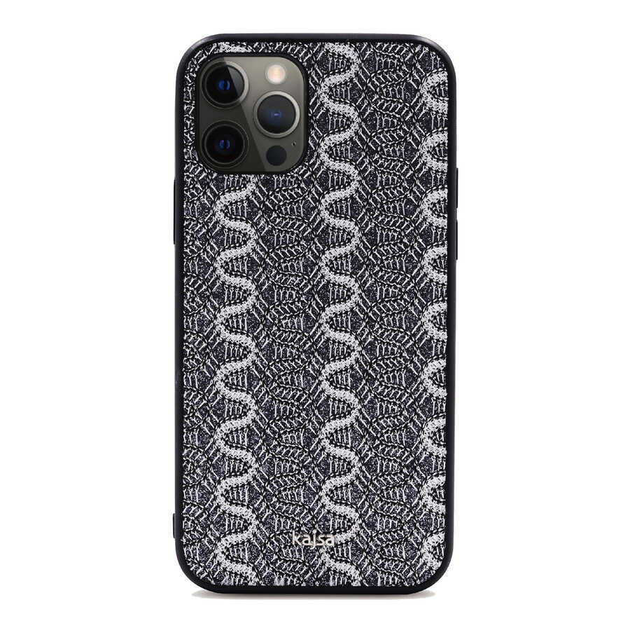 Apple iPhone 12 Pro Kılıf Kajsa Glamorous Serisi Waterfall Pattern Kapak Sarı
