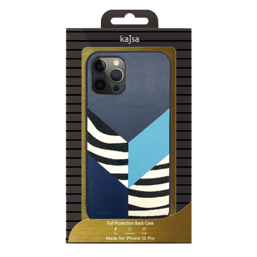 Apple iPhone 12 Pro Kılıf Kajsa Glamorous Serisi Zebra Combo Kapak Gri