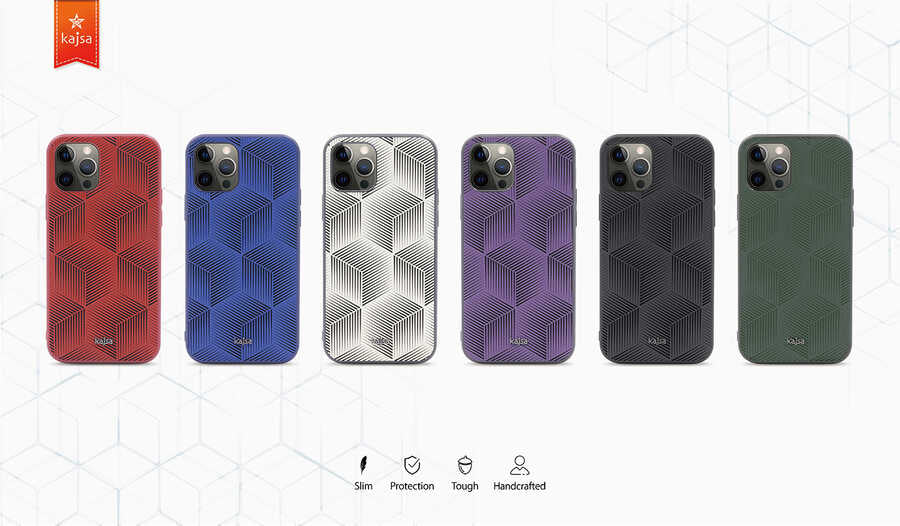 Apple iPhone 12 Pro Kılıf Kajsa Splendid Serisi 3D Cube Kapak Mavi