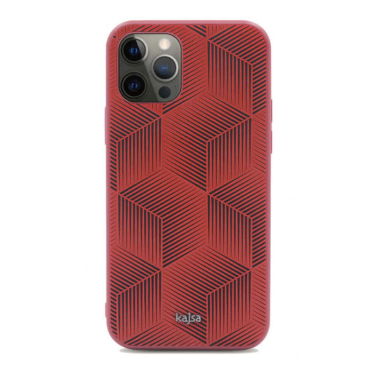 Apple iPhone 12 Pro Kılıf Kajsa Splendid Serisi 3D Cube Kapak Kırmızı
