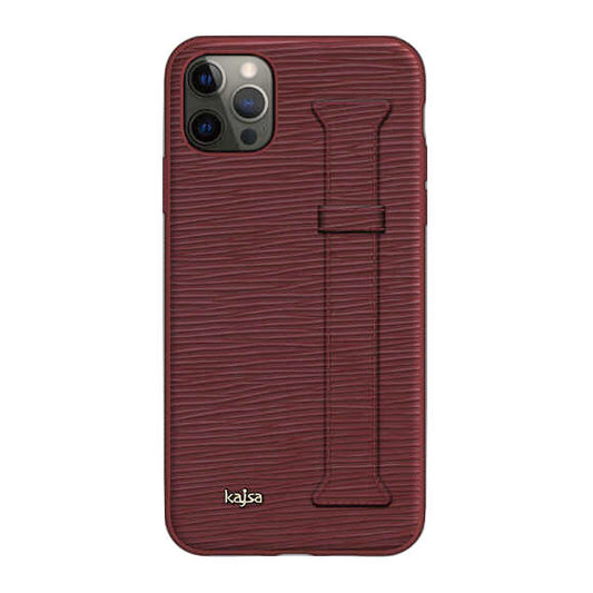 Apple iPhone 12 Pro Kılıf Kajsa Wave Pattern Handstrap Kapak Kırmızı