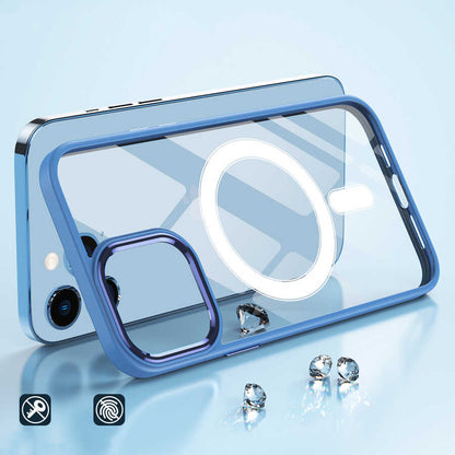 Apple iPhone 12 Pro Kılıf Wireless Şarj Özellikli Zore Krom M-safe Silikon Kapak Lacivert