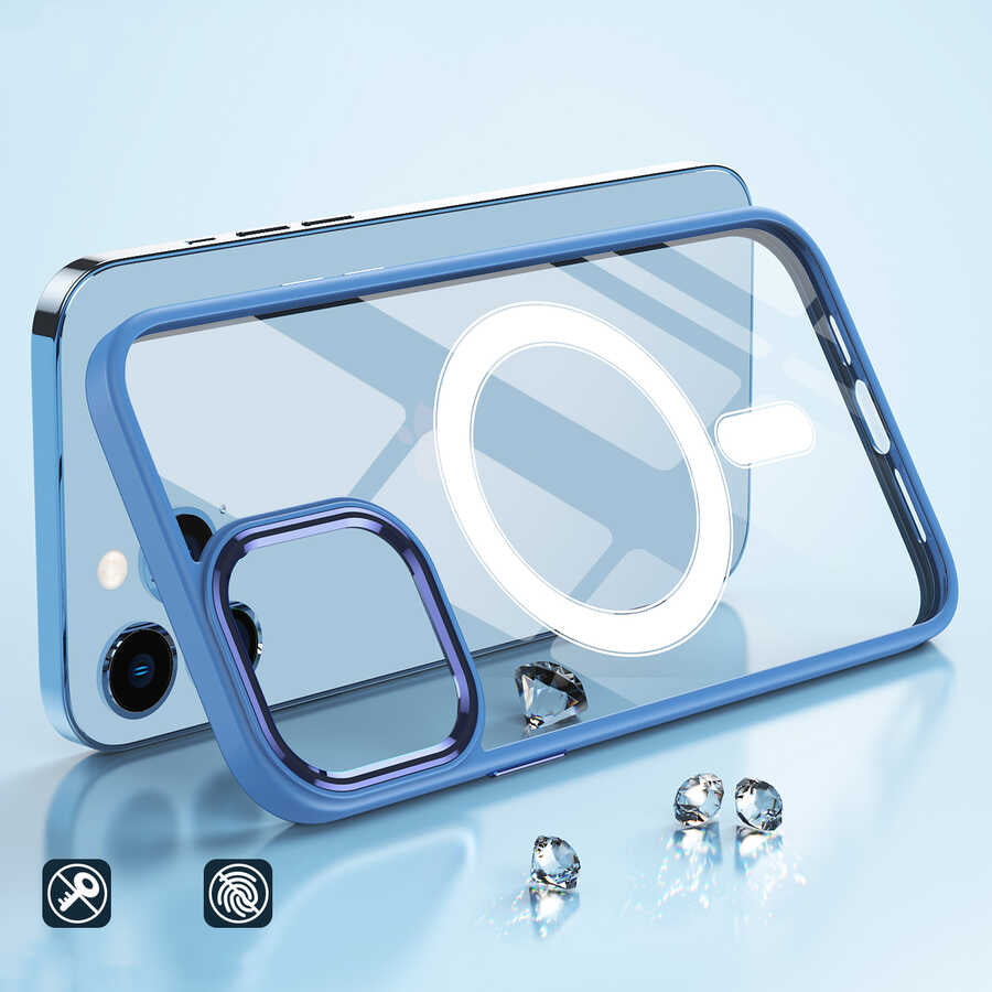 Apple iPhone 12 Pro Kılıf Wireless Şarj Özellikli Zore Krom M-safe Silikon Kapak Koyu Yeşil