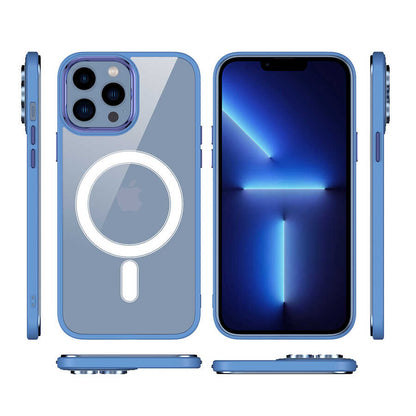 Apple iPhone 12 Pro Kılıf Wireless Şarj Özellikli Zore Krom M-safe Silikon Kapak Lavendery Gray