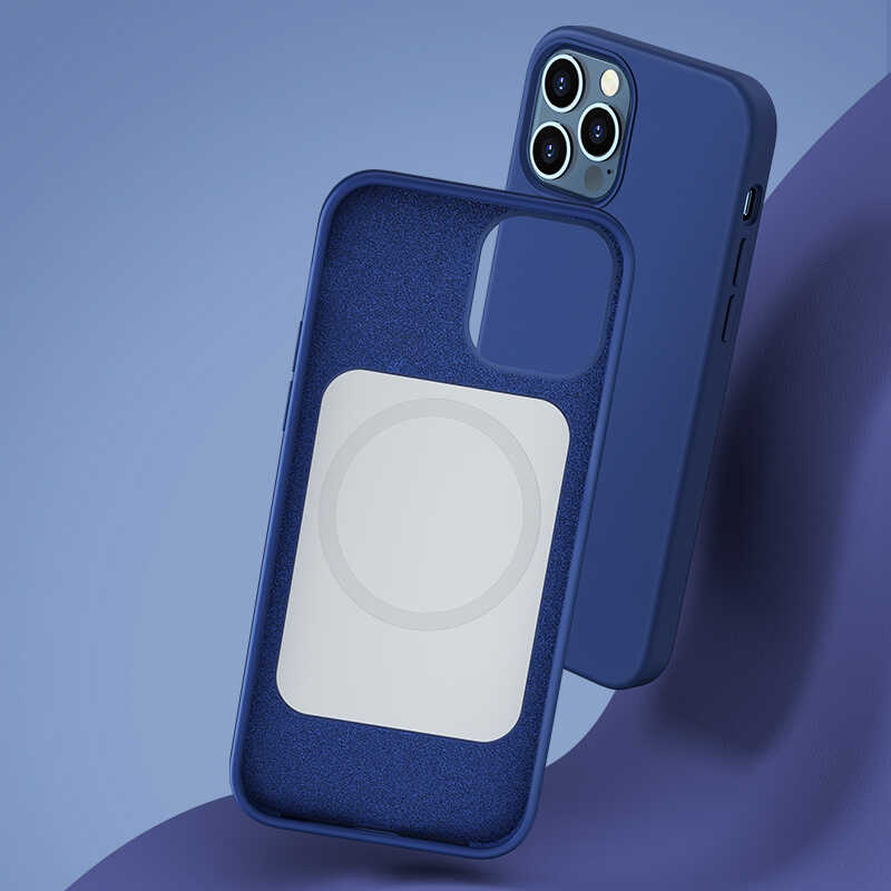 Apple iPhone 12 Pro Max Kılıf Benks M-safe Magnetic Original Apple MFI Certified Silikon Kapak Mavi