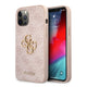 Apple iPhone 12 Pro Max Kılıf Guess Orjinal Lisanslı PU Deri Büyük Metal Logo Dizaynlı Kapak Pembe