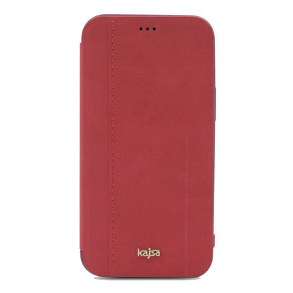 Apple iPhone 12 Pro Max Kılıf Kajsa Dale Serisi Parallel PU Folio Kapaklı Kılıf Kırmızı