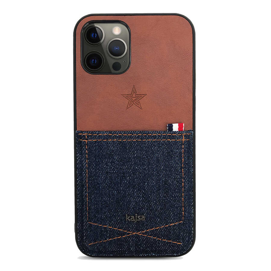 Apple iPhone 12 Pro Max Kılıf Kajsa Denim Kapak Lacivert