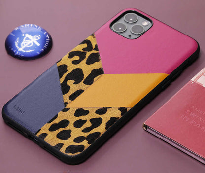 Apple iPhone 12 Pro Max Kılıf Kajsa Glamorous Serisi Leopard Combo Kapak Pembe