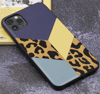 Apple iPhone 12 Pro Max Kılıf Kajsa Glamorous Serisi Leopard Combo Kapak Lacivert