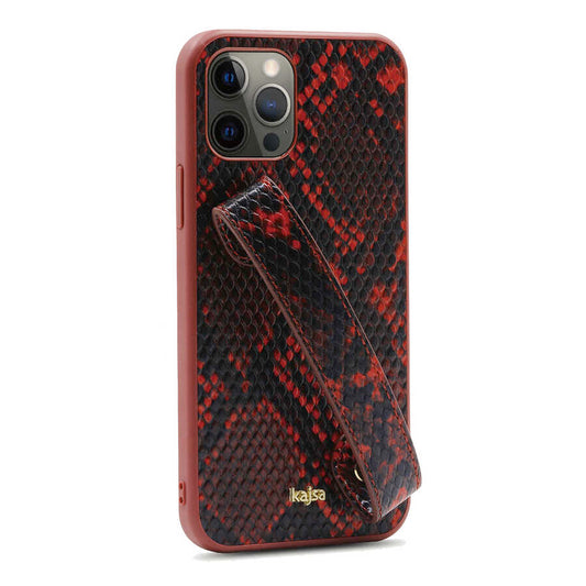 Apple iPhone 12 Pro Max Kılıf Kajsa Glamorous Serisi Snake Handstrap Kapak Mavi