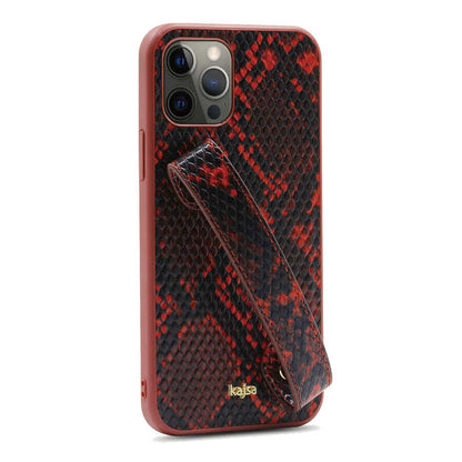 Apple iPhone 12 Pro Max Kılıf Kajsa Glamorous Serisi Snake Handstrap Kapak Yeşil