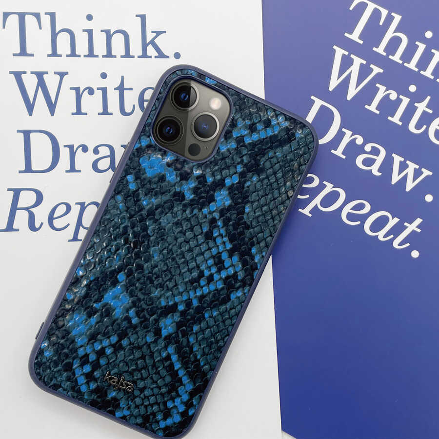 Apple iPhone 12 Pro Max Kılıf Kajsa Glamorous Serisi Snake Pattern Kapak Kırmızı