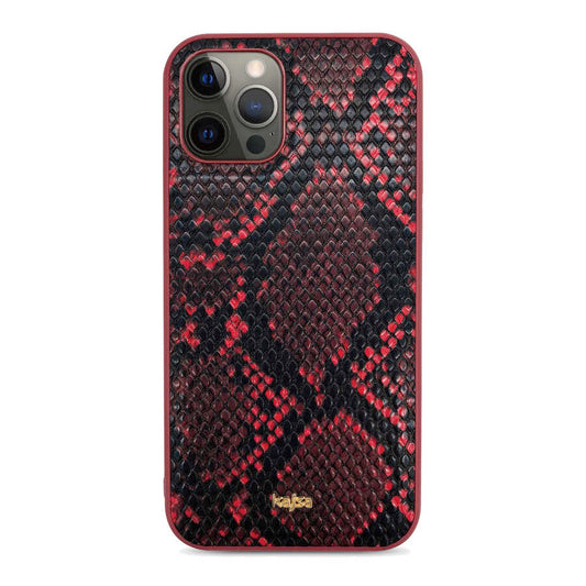 Apple iPhone 12 Pro Max Kılıf Kajsa Glamorous Serisi Snake Pattern Kapak Kırmızı