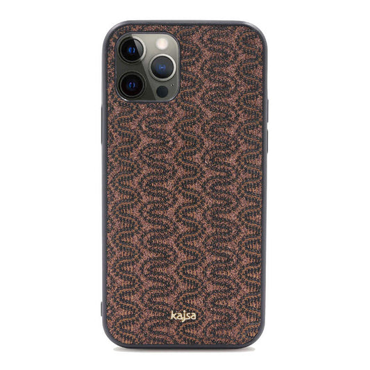Apple iPhone 12 Pro Max Kılıf Kajsa Glamorous Serisi Waterfall Pattern Kapak Kahverengi