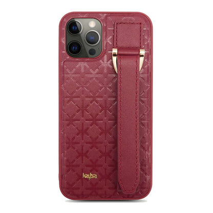 Apple iPhone 12 Pro Max Kılıf Kajsa Neo Clasic Serisi Mono K Strap Kapak Kırmızı