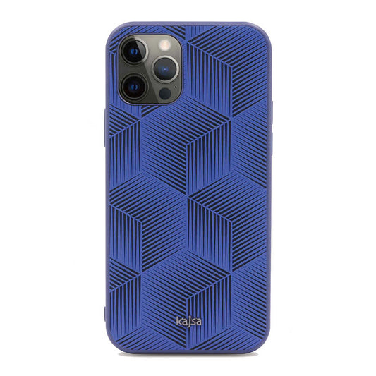 Apple iPhone 12 Pro Max Kılıf Kajsa Splendid Serisi 3D Cube Kapak Mavi