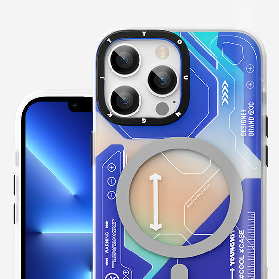 Apple iPhone 12 Pro Max Kılıf M-safe Şarj Özellikli YoungKit Metaverse Serisi Kapak Mavi