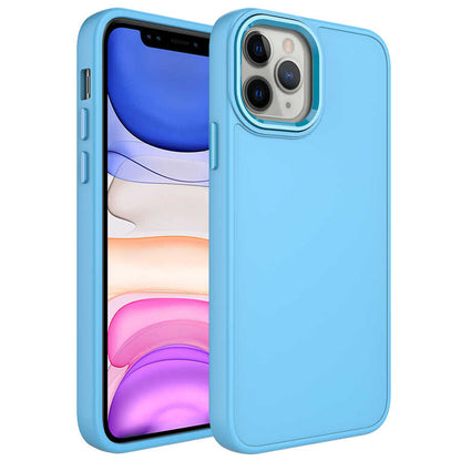 Apple iPhone 12 Pro Max Kılıf Metal Çerçeve ve Buton Tasarımlı Silikon Zore Luna Kapak