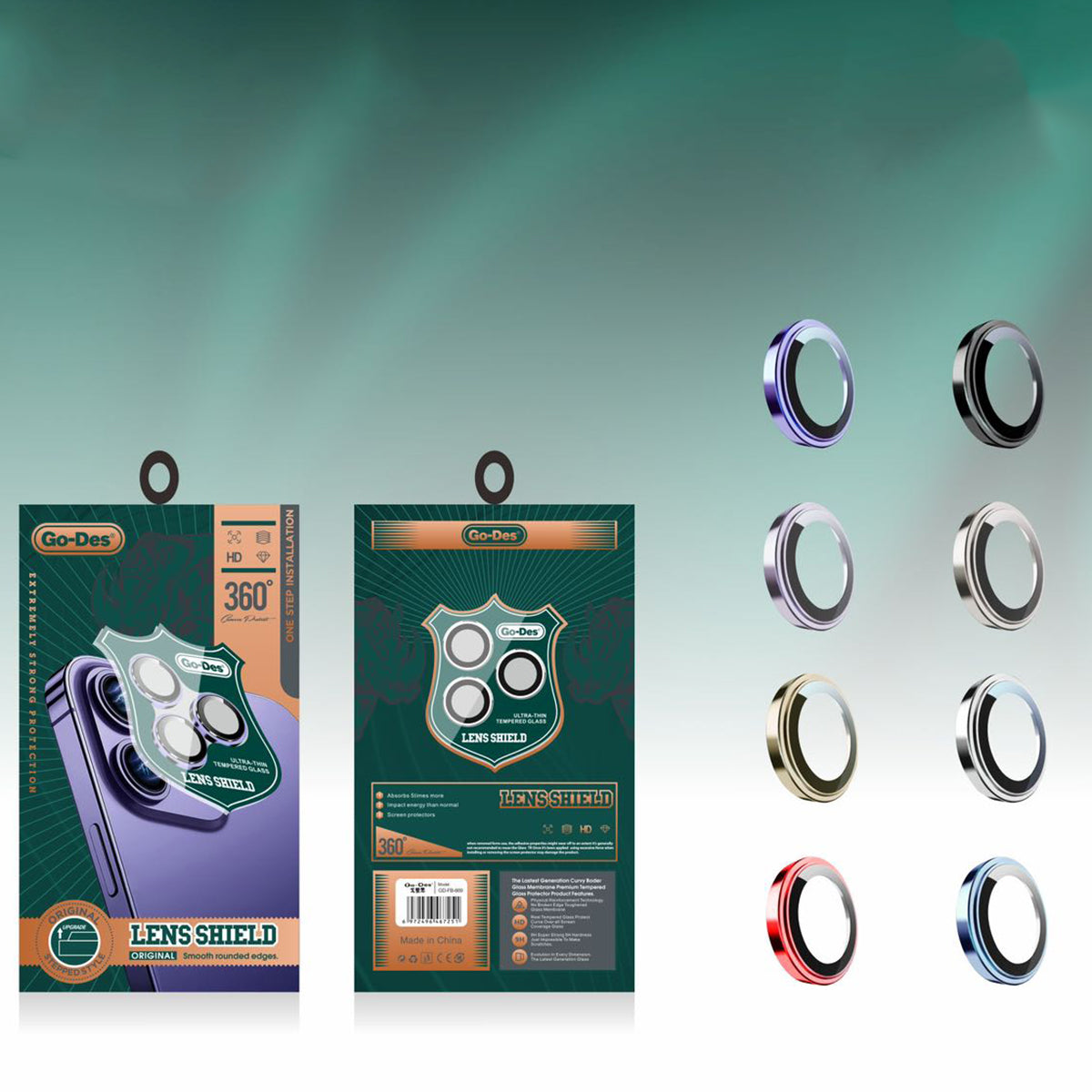 Apple iPhone 13 Go Des CL-10 Kamera Lens Koruyucu Yeşil