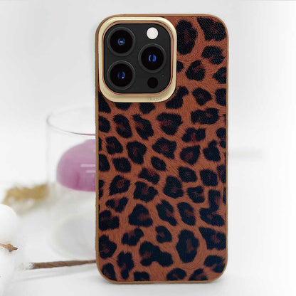 Apple iPhone 13 Kılıf Kajsa Glamorous Serisi Leopard Combo Kapak Kahverengi