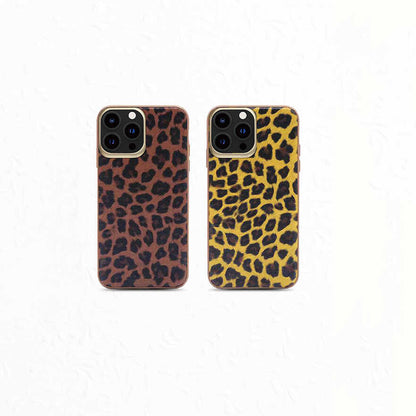 Apple iPhone 13 Kılıf Kajsa Glamorous Serisi Leopard Combo Kapak Kahverengi