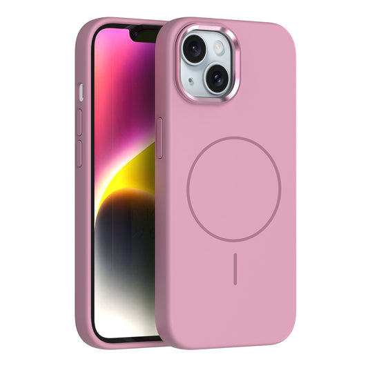 Apple iPhone 13 Kılıf M-Safe Şarj Özellikli Metal Kamera Çerçeveli Zore Edi Silikon Kapak Koyu Gri