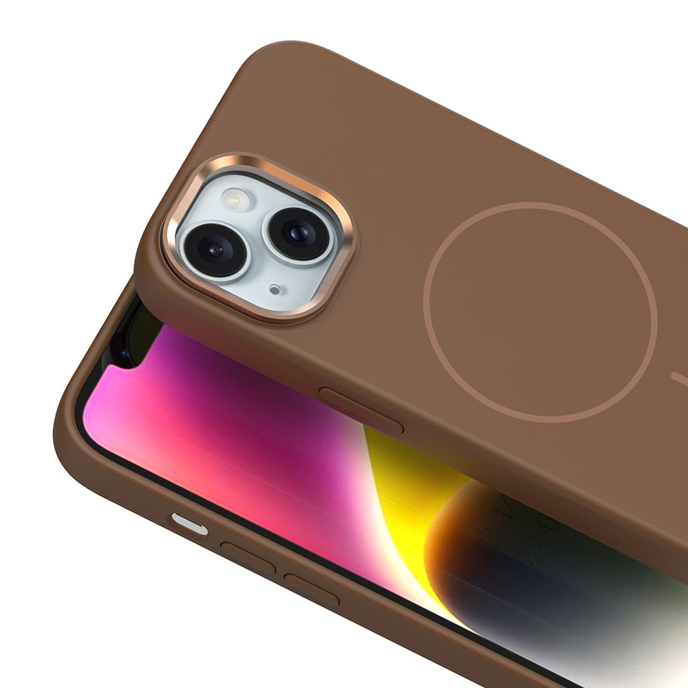 Apple iPhone 13 Kılıf M-Safe Şarj Özellikli Metal Kamera Çerçeveli Zore Edi Silikon Kapak Mor