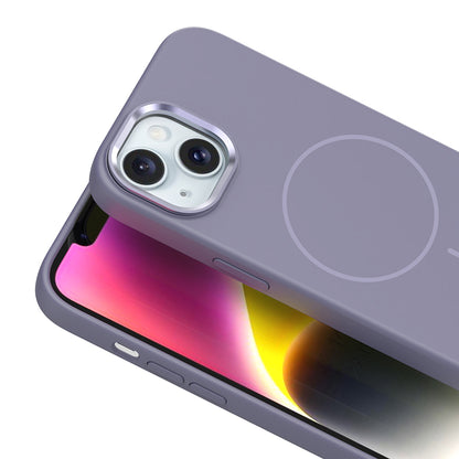 Apple iPhone 13 Kılıf M-Safe Şarj Özellikli Metal Kamera Çerçeveli Zore Edi Silikon Kapak Lavendery Gray