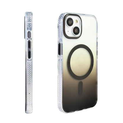 Apple iPhone 13 Kılıf M-safe Şarj Özellikli Transparan Renk Geçişli Zore Toros Kapak Siyah