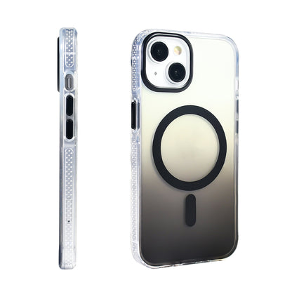 Apple iPhone 13 Kılıf M-safe Şarj Özellikli Transparan Renk Geçişli Zore Toros Kapak Mavi