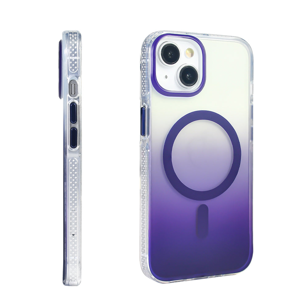 Apple iPhone 13 Kılıf M-safe Şarj Özellikli Transparan Renk Geçişli Zore Toros Kapak Mavi