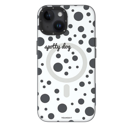 Apple iPhone 13 Kılıf M-safe Şarj Özellikli Polka Dot Desenli Youngkit Spots Serisi Kapak Pembe