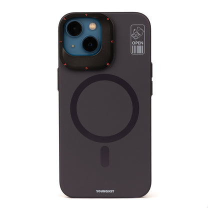 Apple iPhone 13 Kılıf M-safe Şarj Özellikli Standlı YoungKit Hermit Bracket Serisi Kapak Derin Mor