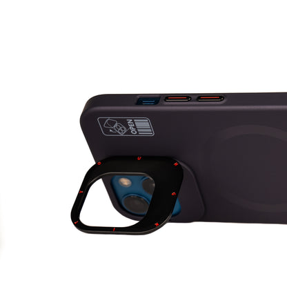 Apple iPhone 13 Kılıf M-safe Şarj Özellikli Standlı YoungKit Hermit Bracket Serisi Kapak Siyah