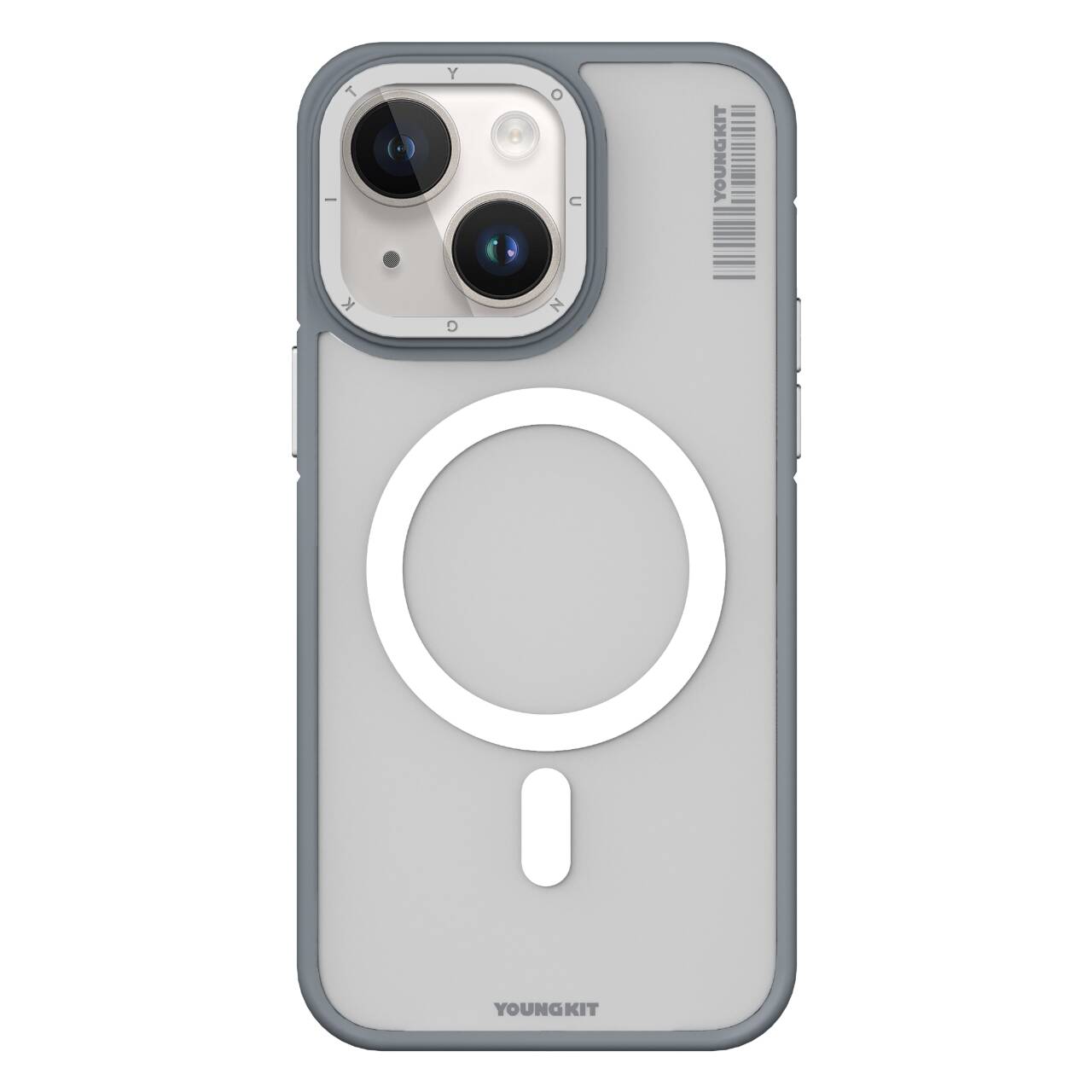 Apple iPhone 13 Kılıf M-safe Şarj Özellikli Youngkit Rock Sand Serisi Kapak Gri