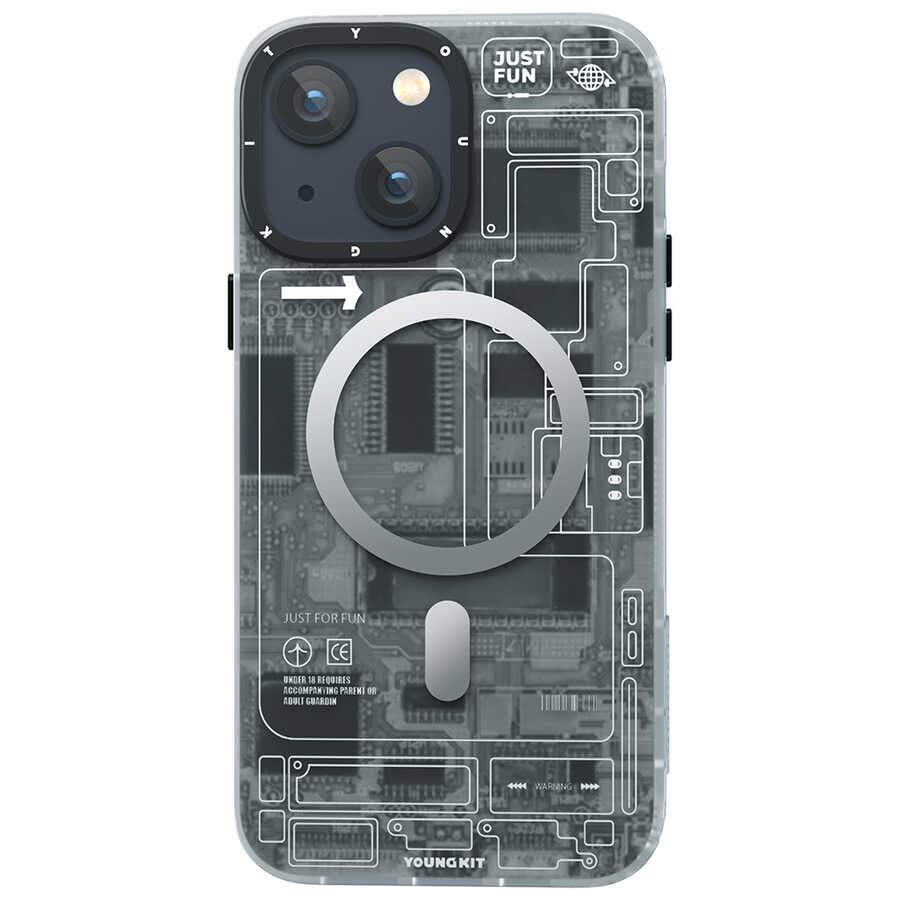 Apple iPhone 13 Kılıf M-safe Şarj Özellikli YoungKit Technology Serisi Kapak Siyah