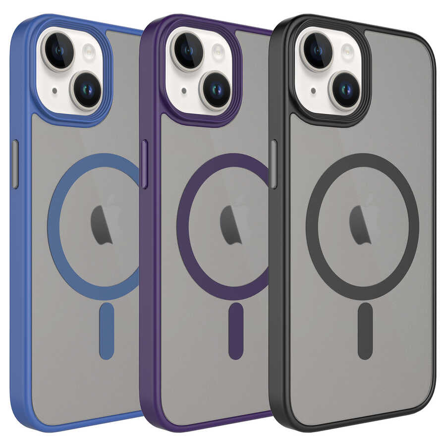 Apple iPhone 13 Kılıf Mat Arka Yüzey Wireless Şarj Özellikli Zore Flet M-safe Kapak Pembe