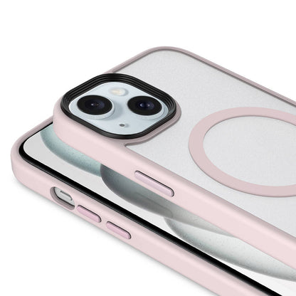 Apple iPhone 13 Kılıf Mat Arka Yüzey Wireless Şarj Özellikli Zore Flet M-safe Kapak Pembe