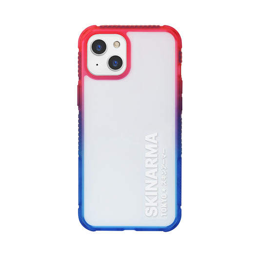 Apple iPhone 13 Kılıf Şeffaf Airbag Tasarımlı Skinarma Hade Kapak Mor-Turuncu